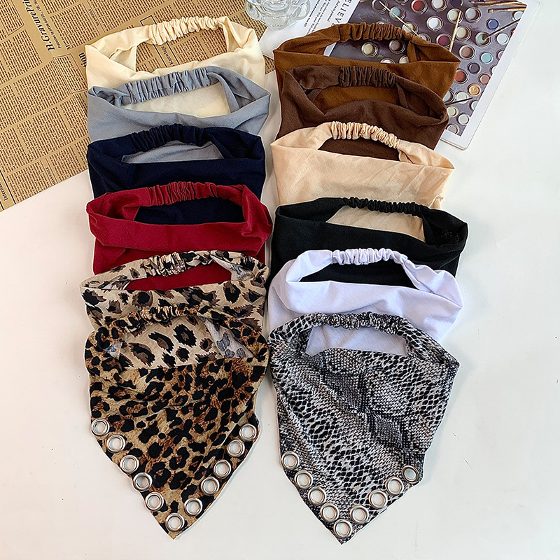 Vintage Fashion Rings For Women - Y2K Vintage Leopardenmuster Dreieckstuch Haarband Punk