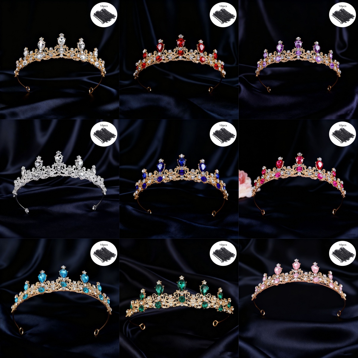 Vintage Fashion Queen - Braut-Tiara im Vintage-Stil mit Strass-Verzierung, Königinnenkrone,