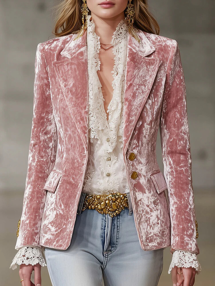 Velvet Blazer Vintage - Elegante Samt Blazer für Frauen einreiher