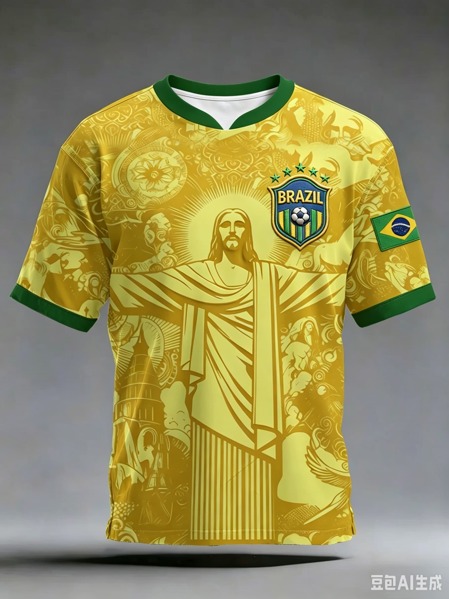 Vintage Fashion Toys - Brasilien Christus der Erlöser Grafik-Fußballtrikot für