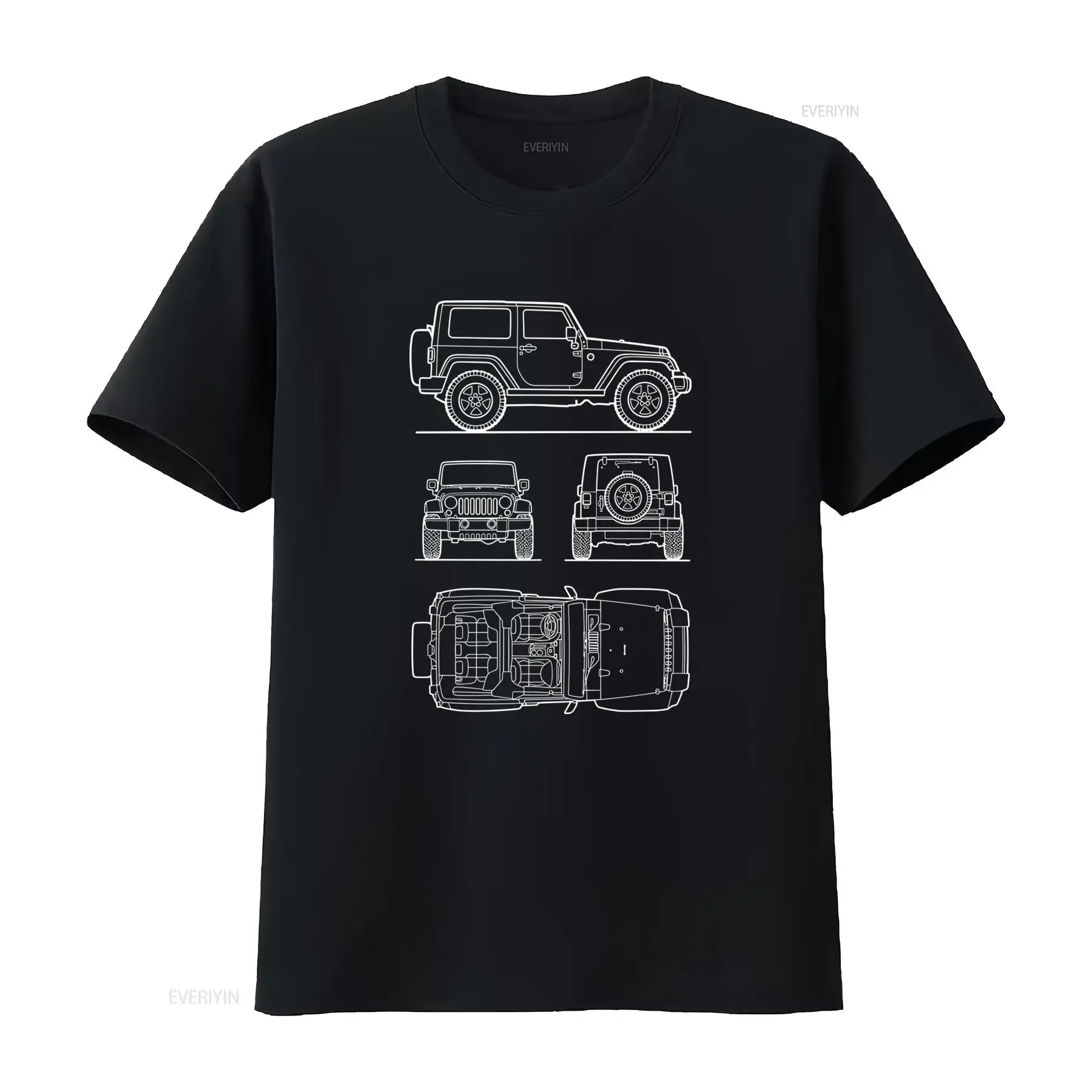 Vintage Fashion Drawings - Off Road SUV Rubicon Herren-T-Shirt, Blueprint-Design,
