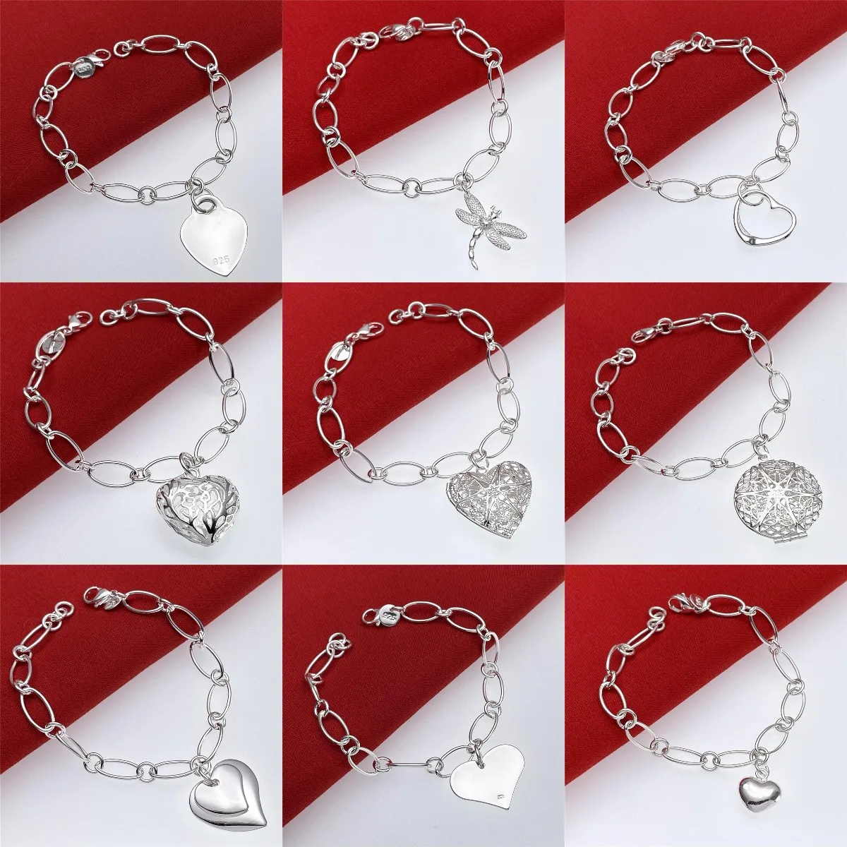 Vintage Fashion Center - Neuer Trend: 925er Sterlingsilber-Anhänger, Herz-Armbänder für