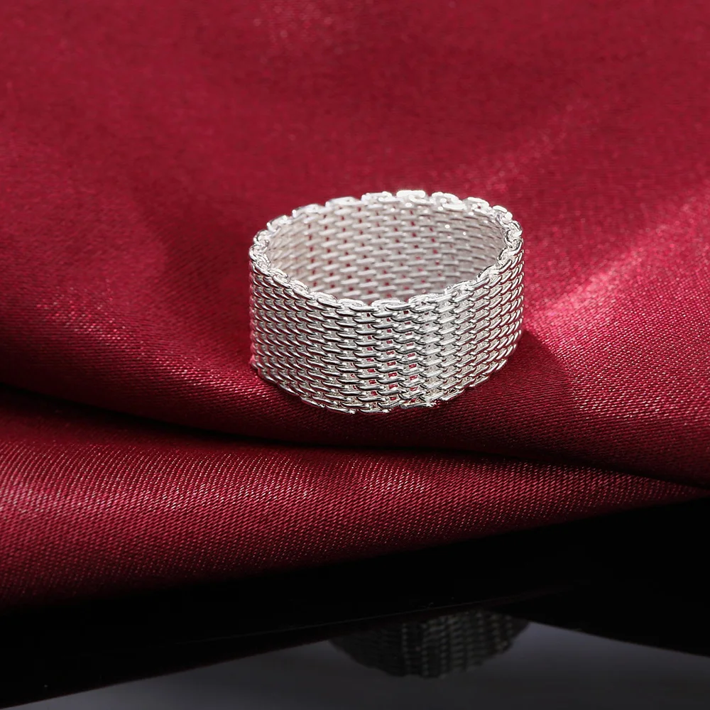 Vintage Fashion Rings For Women - 925er Sterlingsilber, schlichte Netzringe, edler Damenschmuck