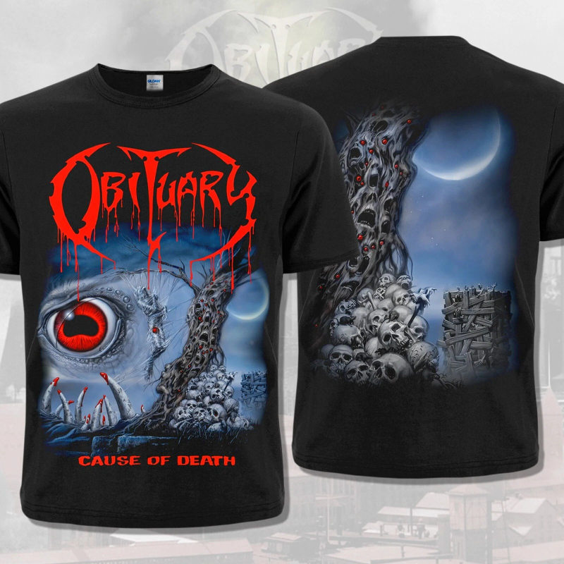 Vintage Fashion Obituaries - Amerikanisches schwarzes T-Shirt Obituary Cause of