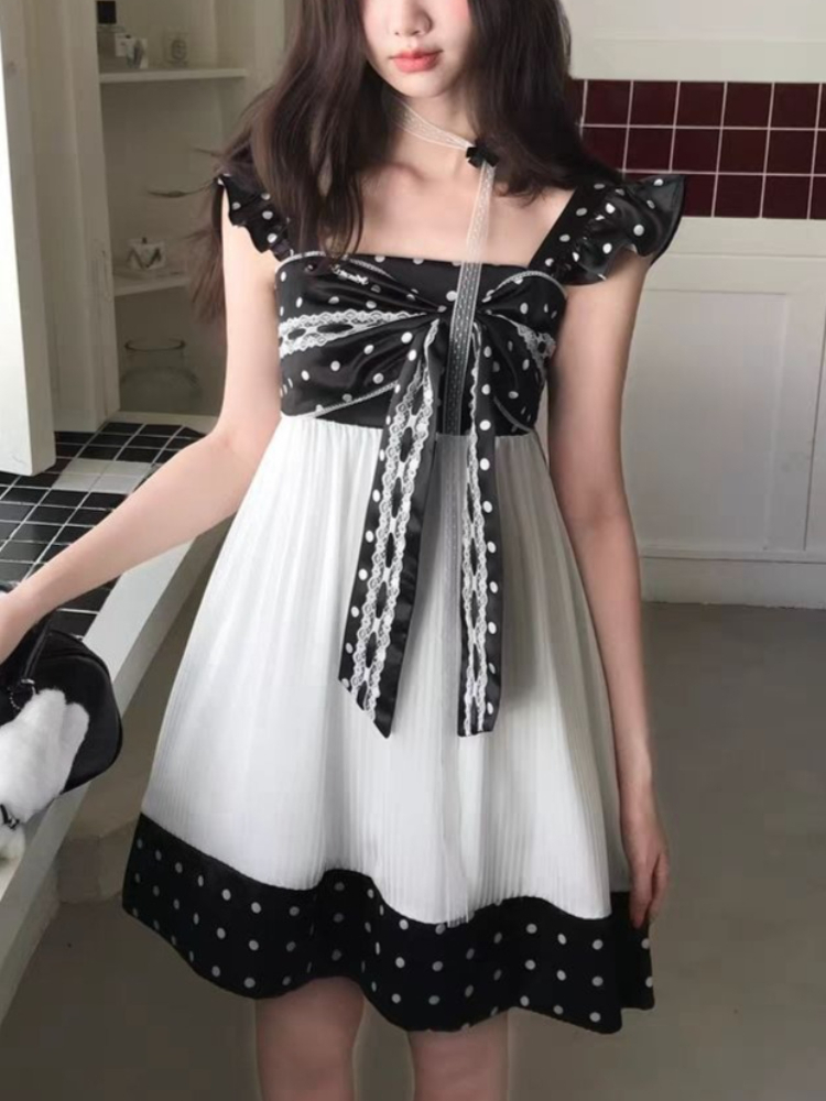 Vintage Fashion Retro Outfit - Japanisches Vintage-Kleid mit süßem Schleifendesign für