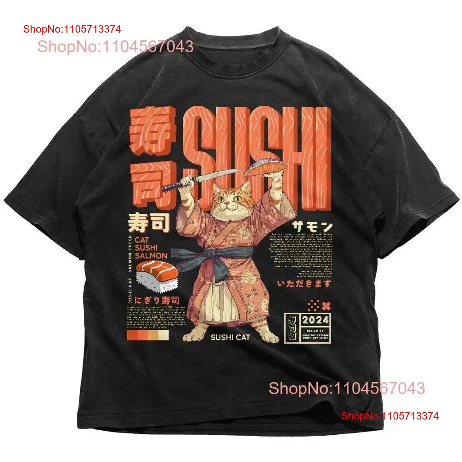 Vintage Fashion In Tokyo - Sushi Cat Japanisches T-Shirt Retro Tokyo