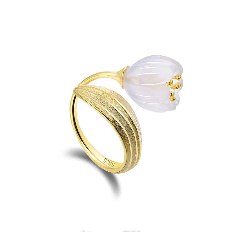 Vintage Fashion Rings For Women - Vintage süße Goldfarbe Tal Blumen blatt