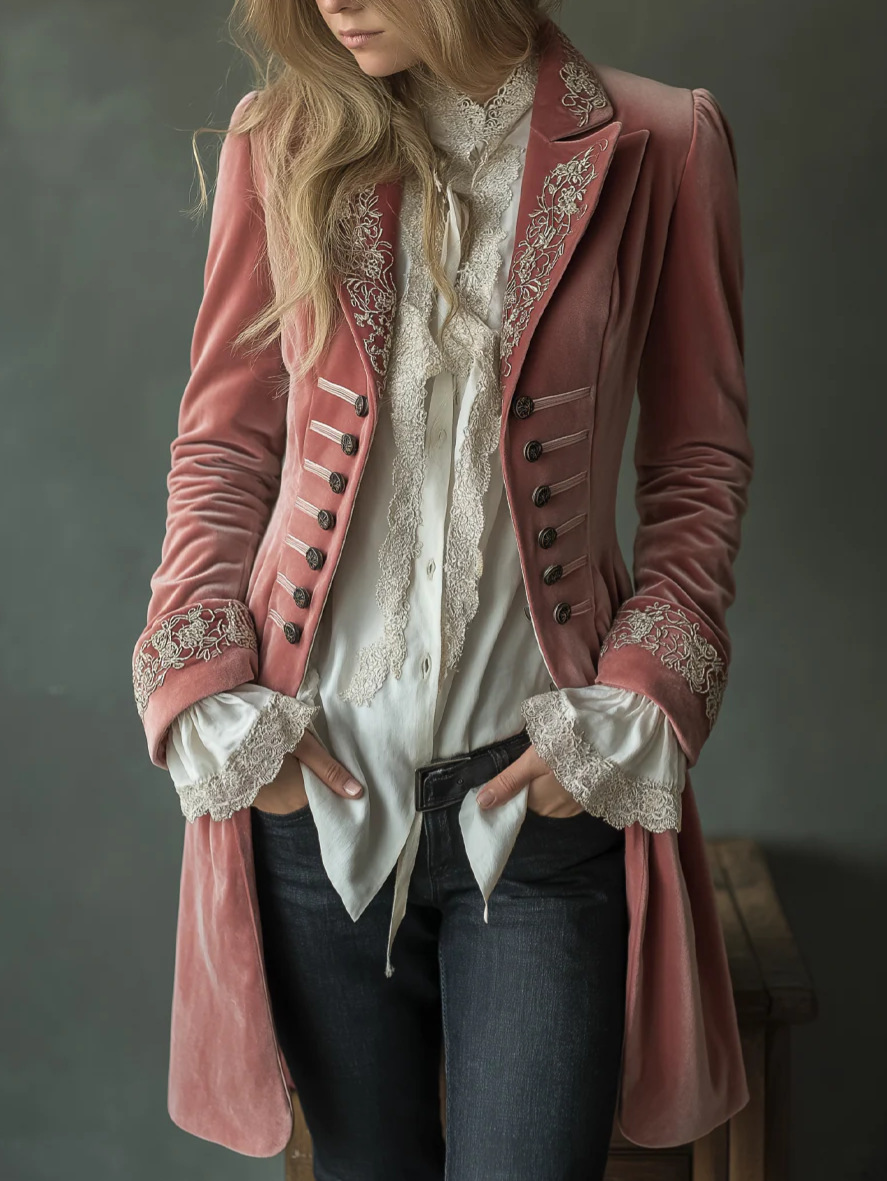 Velvet Blazer Vintage - Eleganter Schicker Samt-Blazer für Damen, Doppelreihiger