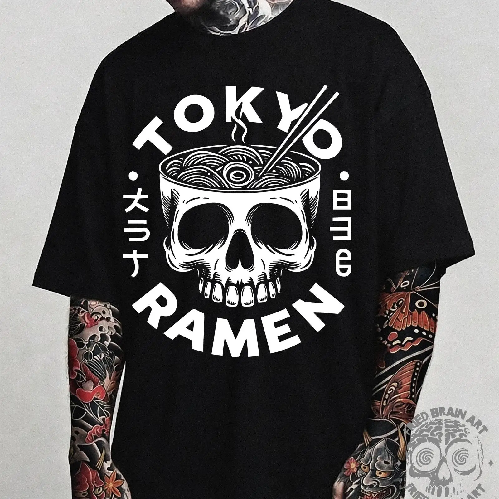 Vintage Fashion In Tokyo - Tokyo Skull Ramen T-Shirt, japanisches Foodie-Vintage-Shirt,