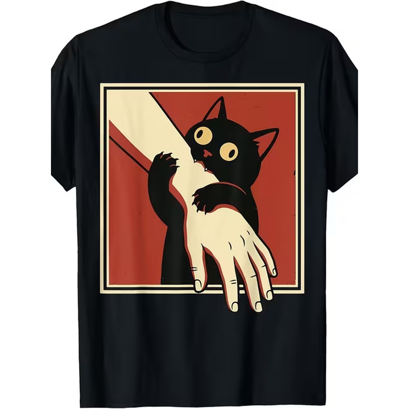 Vintage Fashion Retro Outfit - Retro-T-Shirt mit Katzenmotiv, die den Arm
