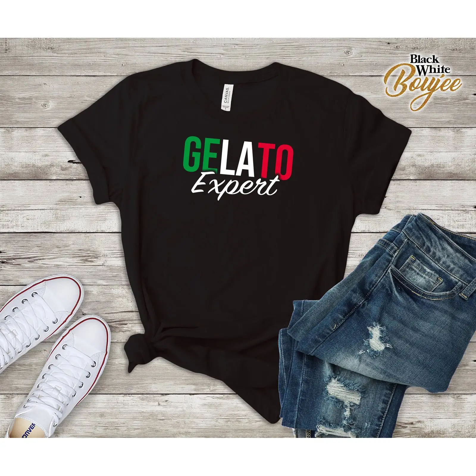 Vintage Fashion Expert - GELATO Ice Cream Expert T-Shirt, Italien-Flagge,