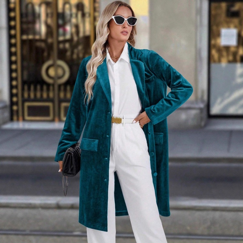 Velvet Blazer Vintage - Luxuriöser Vintage-Samt-Trenchcoat, Neuer Loser Mantel mit