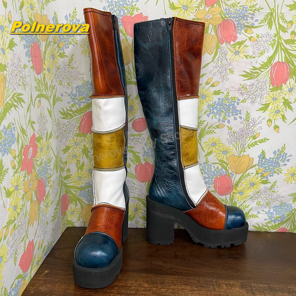 Damen Retro Patchwork Leder Kn – Vintage Fashion Y2K Bewertung und Preis