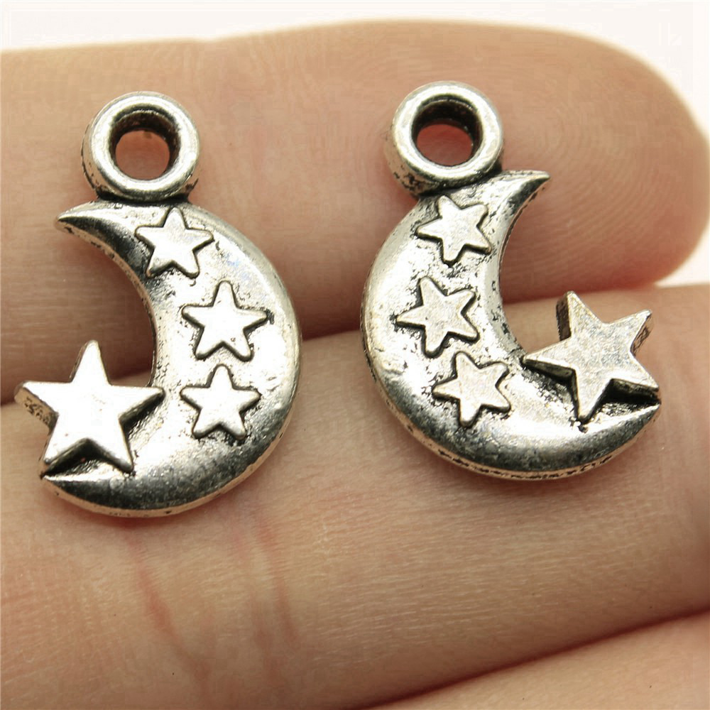 Gravierter Halbmond-Stern-Anhä – Vintage Fashion Jewelry Necklaces Bewertung und Preis