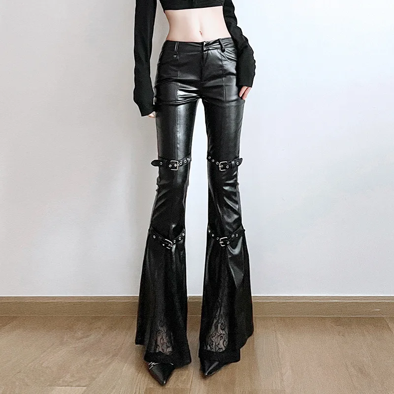 Schlaghose aus PU-Leder für Da – Vintage Fashion Y2K Bewertung und Preis